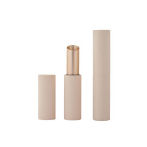 Magnetic Pull-Off Aluminum Lipstick Case – Round Empty Tube, Slant-Cut Opening